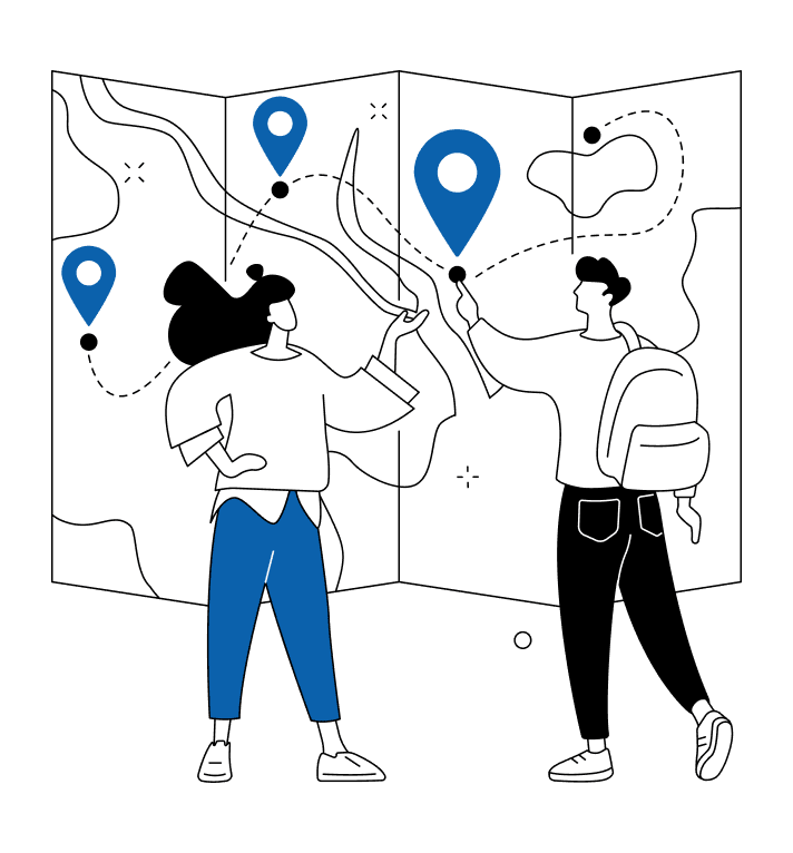 Managing project all over the world illustration